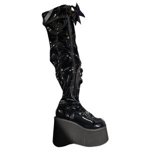 Demonia Kera Platform Knee-High Boots w/Bows
